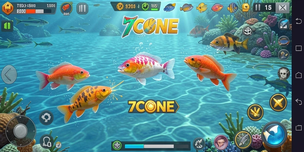 Tampilan menarik dari gameplay Tembak Ikan di 7CONE.