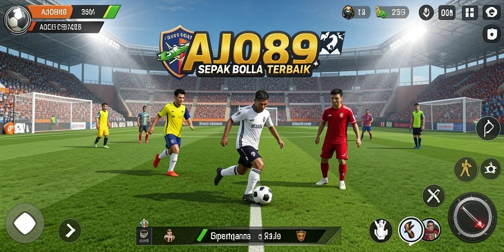 Gameplay AJO89 menampilkan aksi sepak bola yang intens dan mengasyikkan.