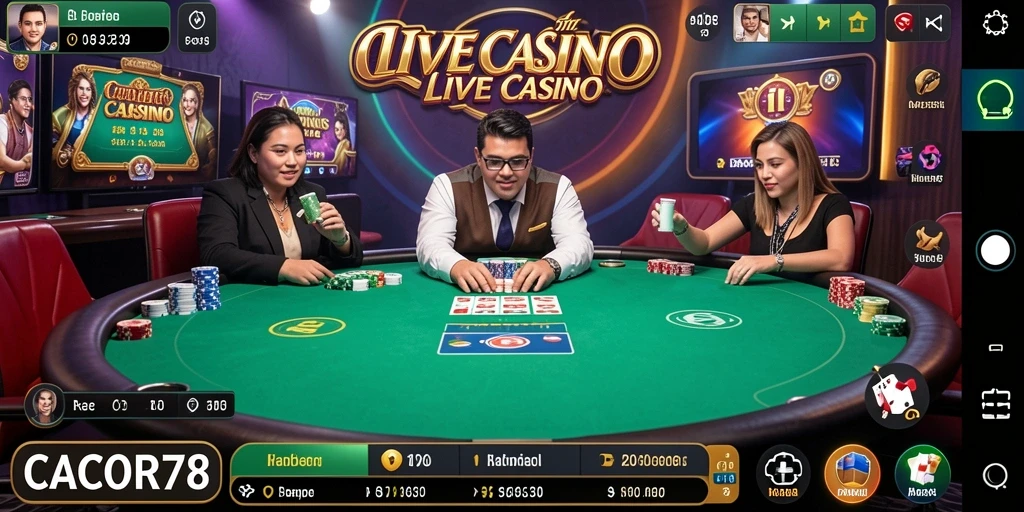 Tampilan dinamis gameplay live casino CACOR78 dengan dealer profesional.