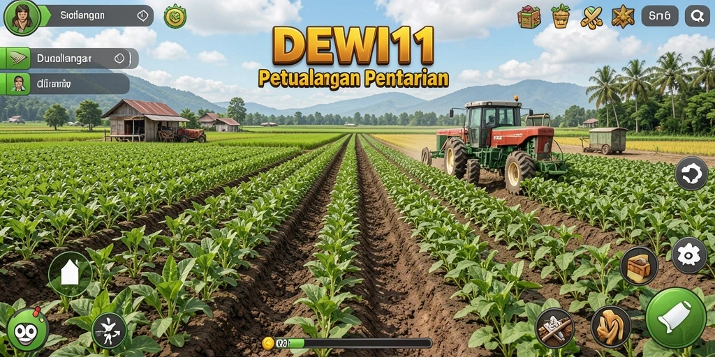 Tangkapan layar gameplay DEWI11 dengan aktivitas bertani yang menyenangkan.