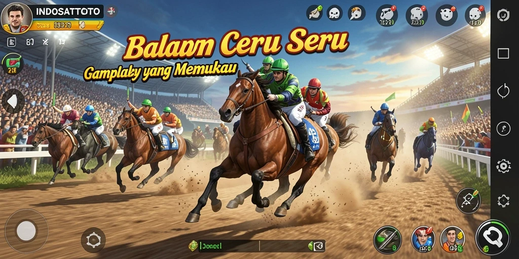 Gameplay INDOSATTOTO dengan balapan seru dan grafis memukau.