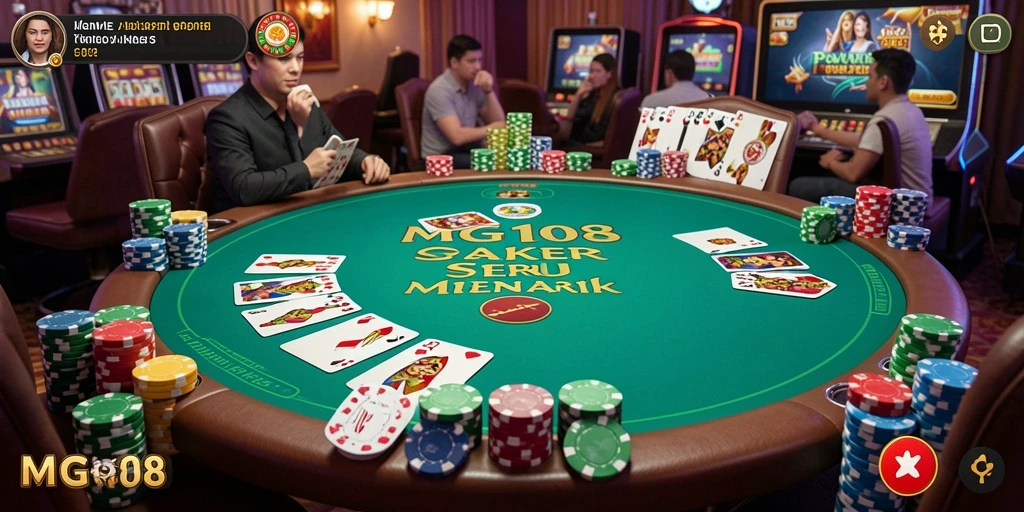Tampilan menarik dari gameplay Poker di MG108.