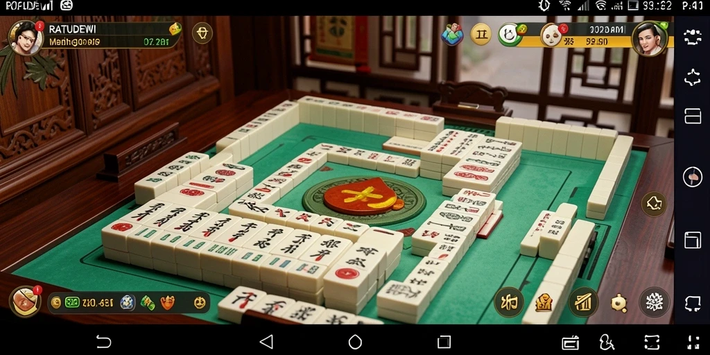 Tampilan utama gameplay Mahjong RATUDEWI dengan ubin yang berwarna-warni.