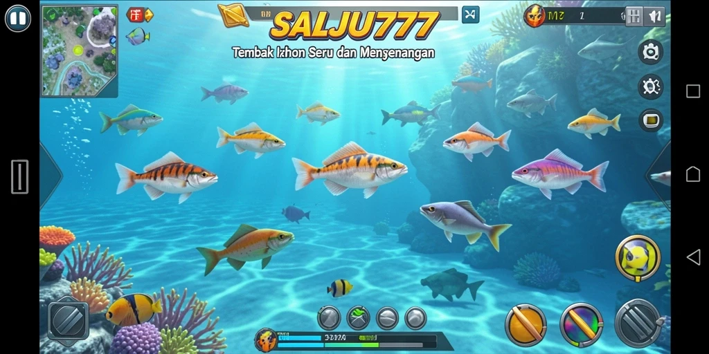 Tampilan menarik dari gameplay <strong>SALJU777</strong> saat menembak ikan.